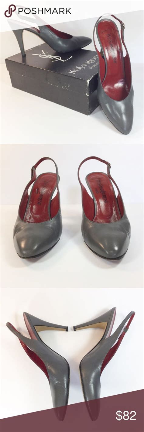 1980s ysl slingback heels|Vintage Saint Laurent YSL 1980’s Grey Leather Slingback Shoes.